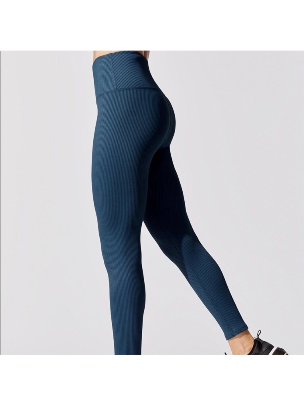 Carbon38 Ribbed High Waist 7/8 Legging Small Aqua Blue